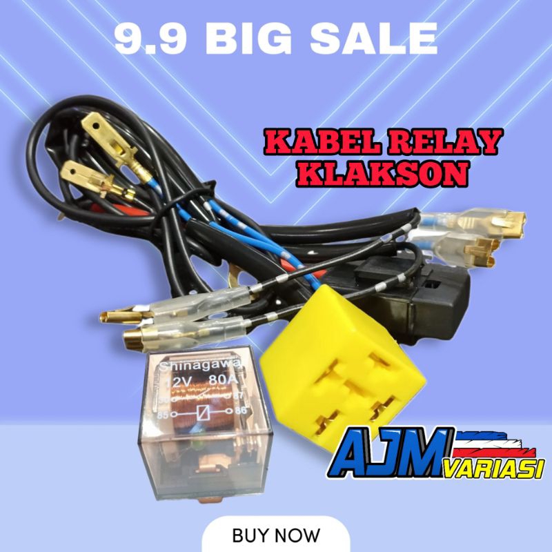 Jual Kabel Set Dan Relay Klakson 12V 80A / Kabel Set Klakson Motor