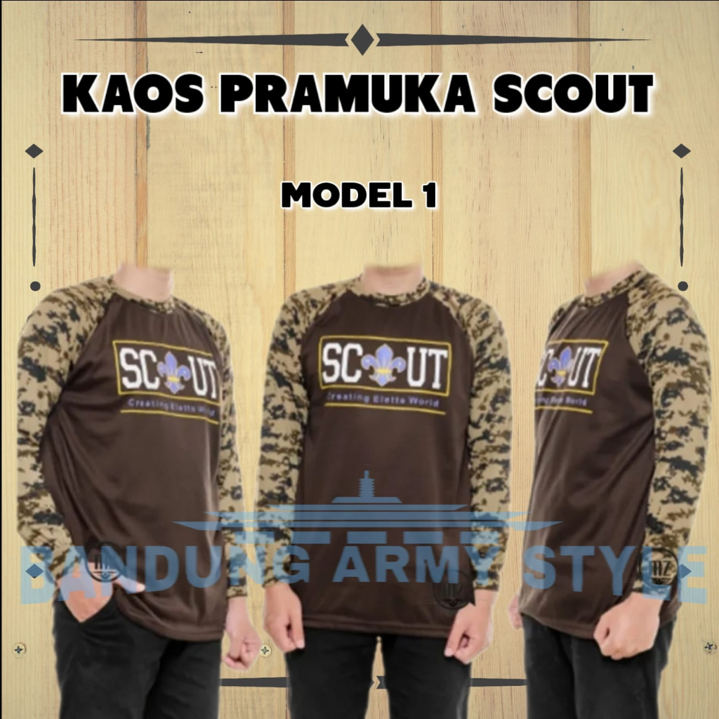 Jual Baju Kaos Loreng Pramuka Katun Scout Raglan Sablon Bdu Lapangan Pdl Lengan Panjang Murah