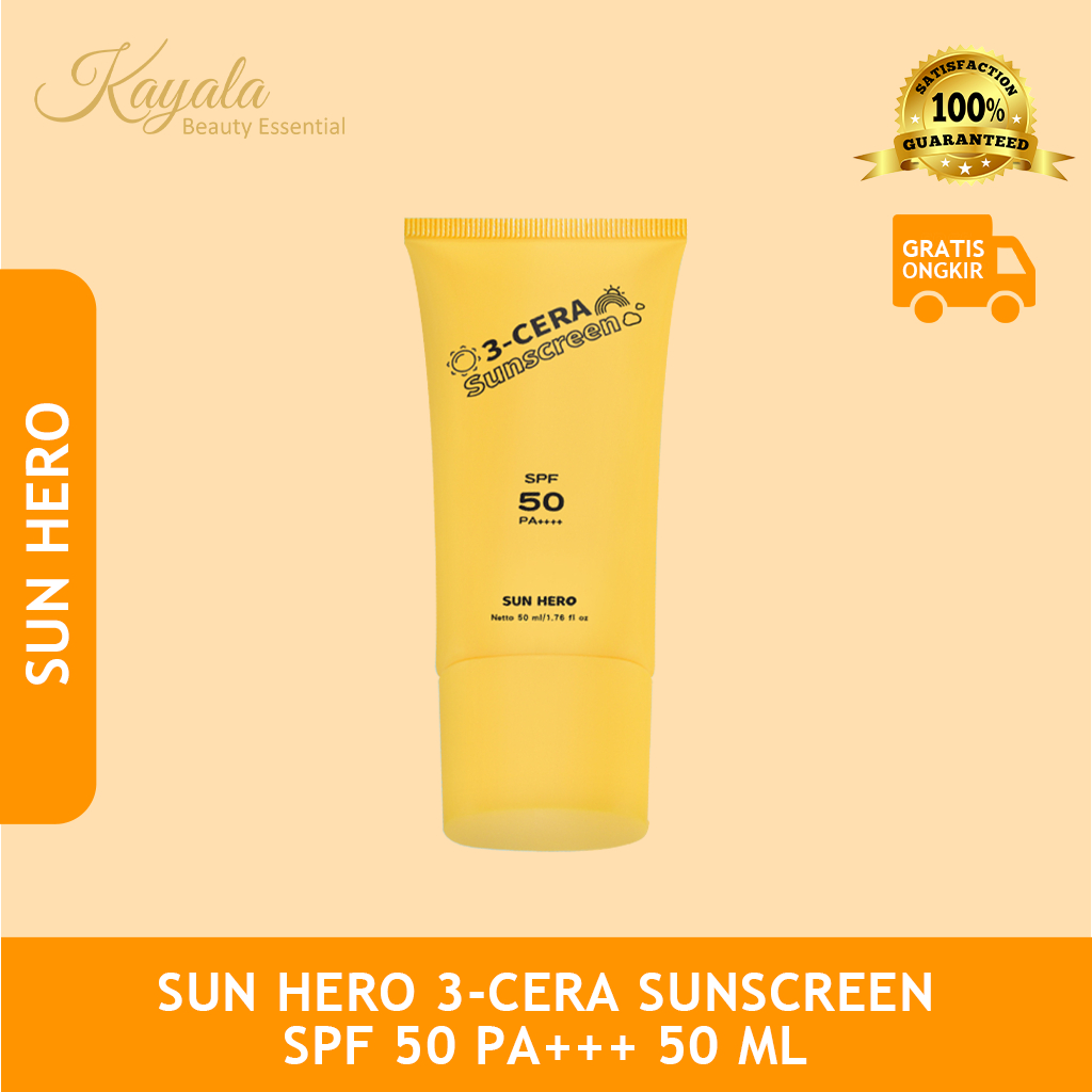 Jual SUN HERO 3-CERA SUNSCREEN SPF 50 PA+++ 50 ML | Shopee Indonesia