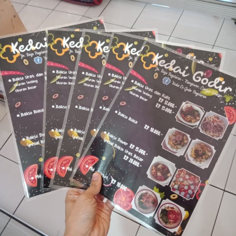 Jual Cetak Menu Ukuran A4 laminating Shopee Indonesia