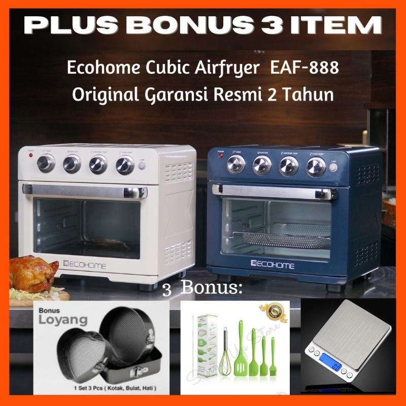 Jual ECOHOME Cubic Air Fryer Oven EAF888 Multi Fry Grill Oven Low Watt
