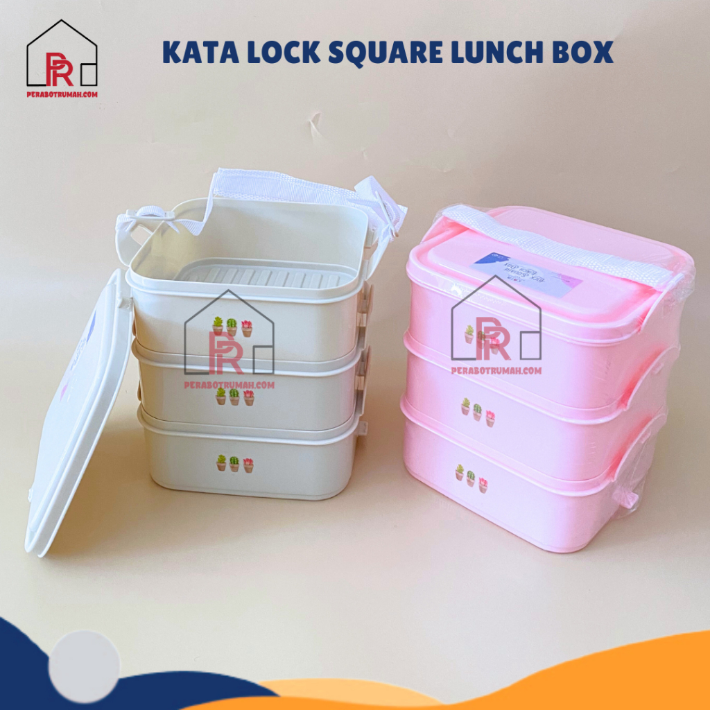 Jual Rantang Kotak Susun 3 Kata Lock / Kotak Makan Plastik Bekal Anak ...