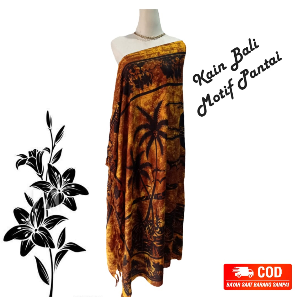 Jual Kain Bali Pantai - Kain Bali Motif Pemandangan Pantai Rumbai ...