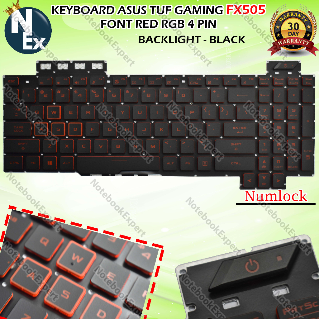 Jual KEYBOARD ASUS TUF GAMING FX505 FONT RED 4 PIN BACKLIGHT BLACK Shopee Indonesia