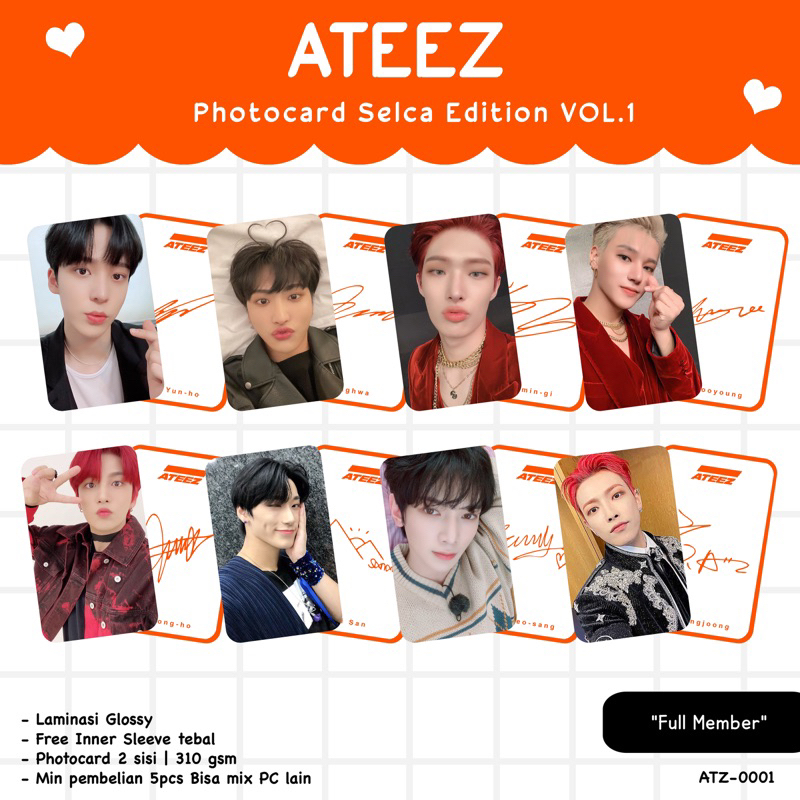 Jual PHOTOCARD SELCA ATEEZ 2 SISI LAMINASI FRONT BACK / PHOTOCARD KPOP ...