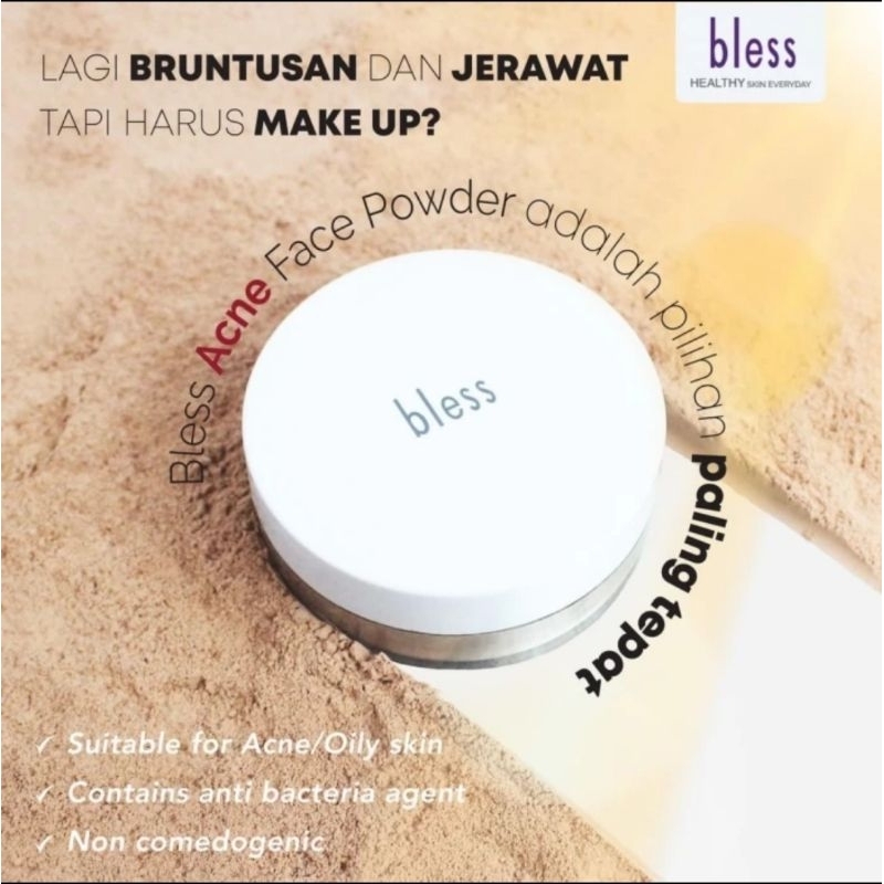 Jual BLESS Acne Face Powder Refill IVORY-25gr UV Protection Anti ...