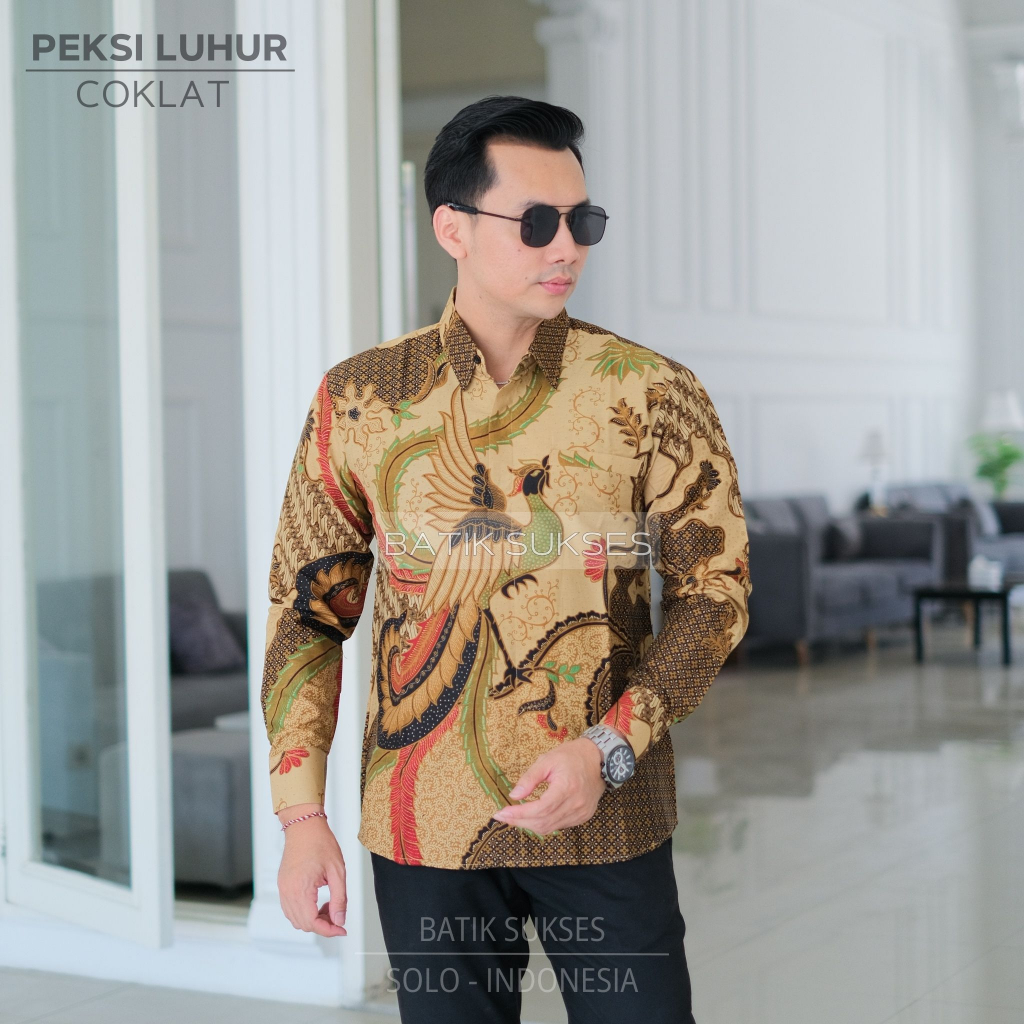 Jual PEKSI LUHUR COKLAT Kemeja Batik Pria Slimfit Lengan Panjang ...