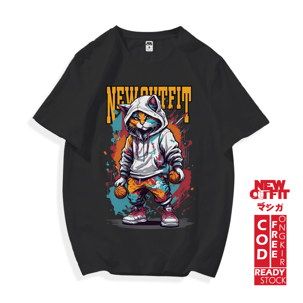 Jual Kaos Baju T shirt Distro Pria Lengan Pendek WILD CAT BASKET