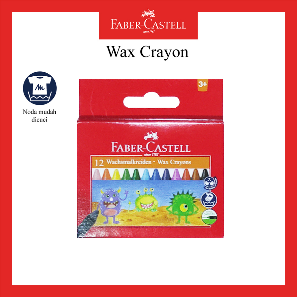 Wax Crayon Faber Castell Reguler 12 Warna / Wax Crayons Regular 12 pcs