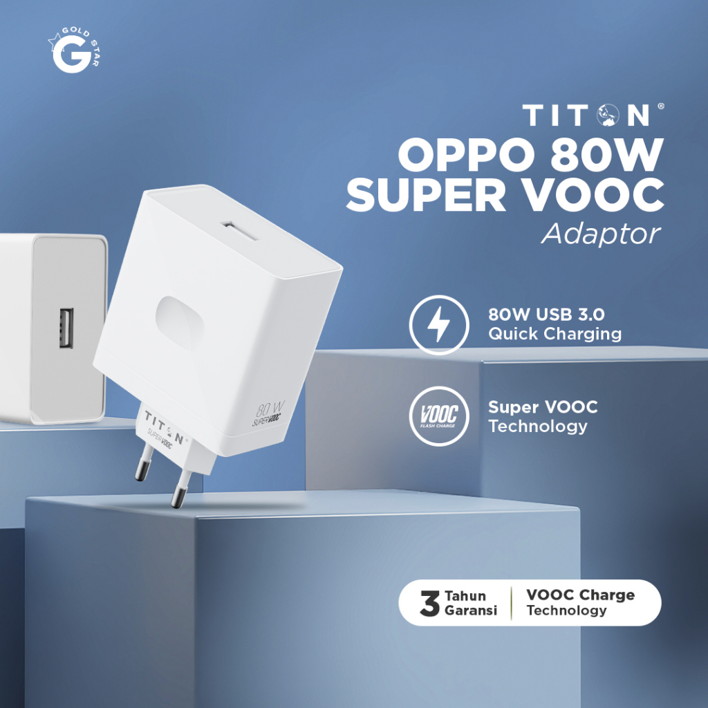 Jual Titon Adaptor Super VOOC Charger 80W for Oppo Original VOOC USB