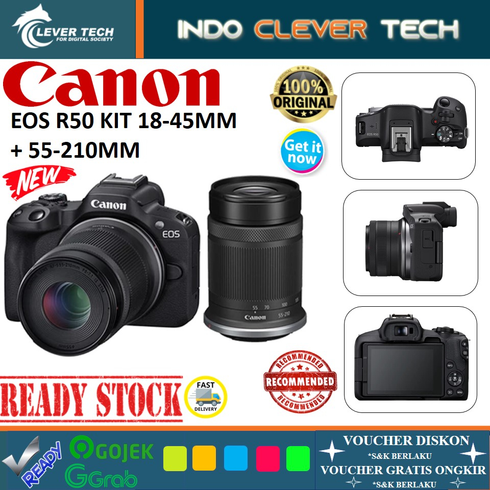 Jual Canon EOS R50 Kit RF-S 18-45MM STM + RF-S 55-210MM STM - Garansi ...