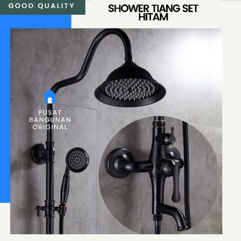 Jual SHOWER SET COLUMN MIXER SHOWET SET TIANG MANDI HITAM BLACK KLASIK ...