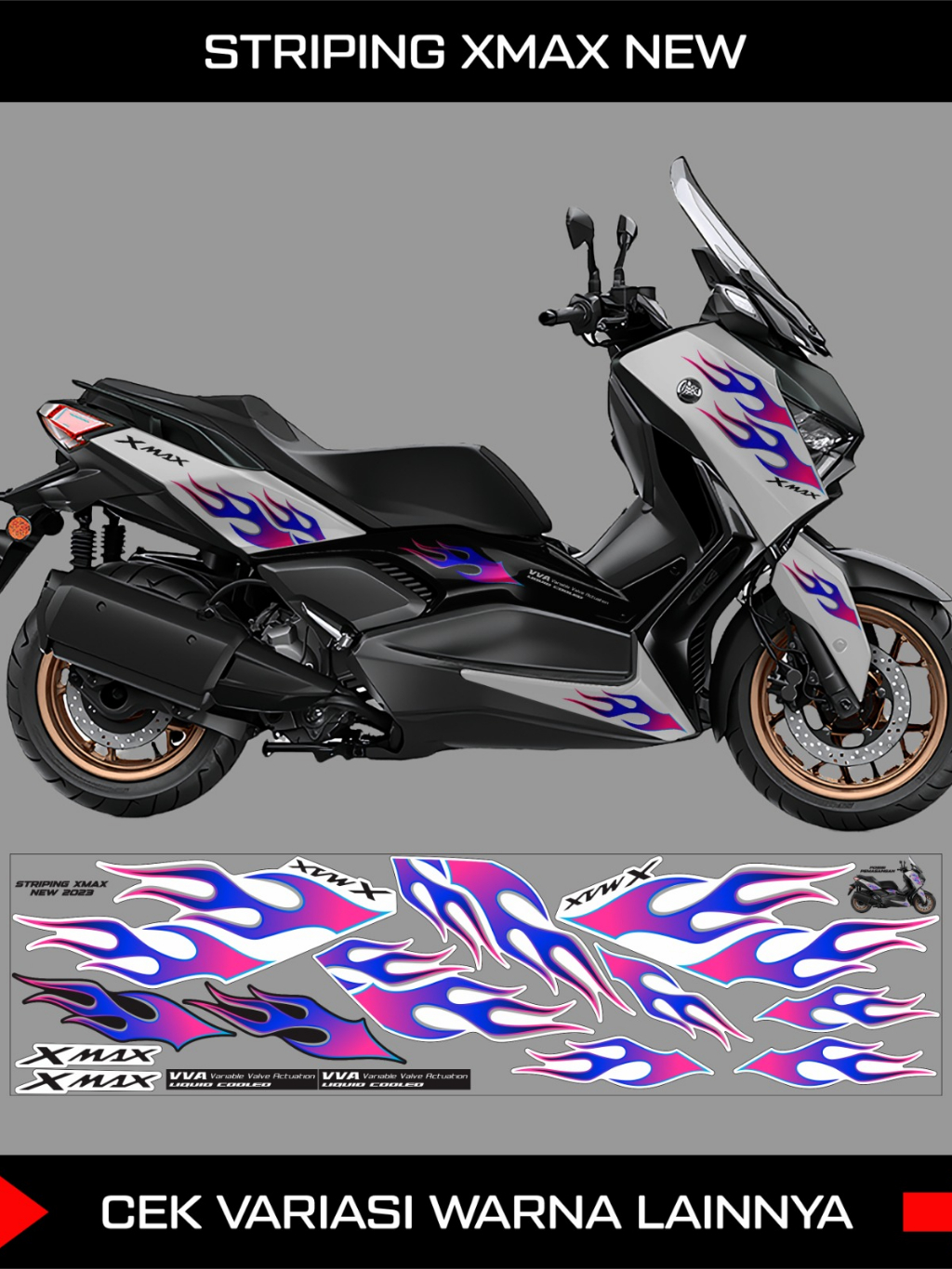 Jual STRIPING STRIKER API XMAX BARU / STICKER LIS VARIASI MOTOR XMAX ...