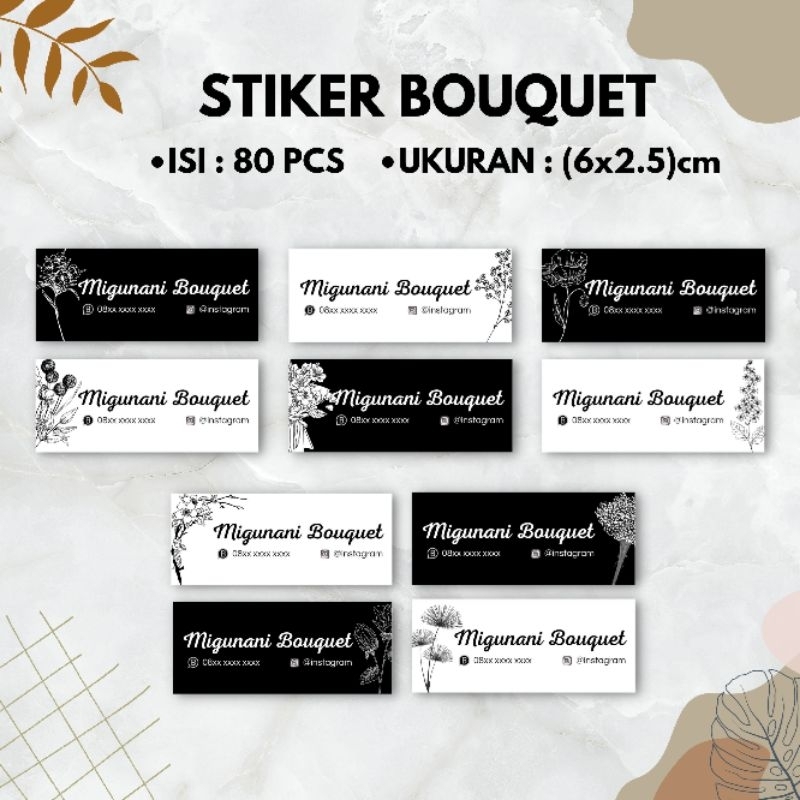 Jual STIKER BOUQUET BUNGA / stiker bouquet flower hitam putih / stiker ...