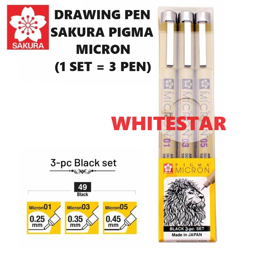 Jual Drawing Pen Sakura Pigma Micron (Set = 3 Pulpen Gambar