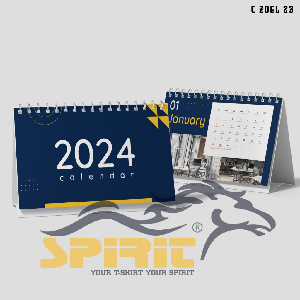 Jual Kalender Meja 2024 Kantor Blue Navy Aesthetic / Kalender Duduk ...