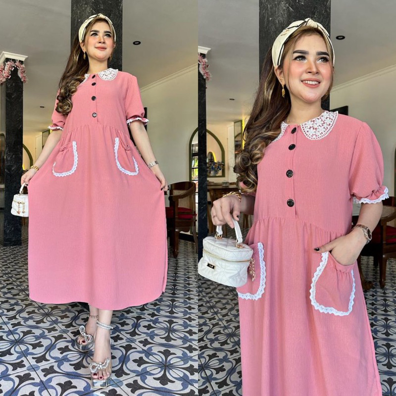 Jual Amanda daster saku lucu/dres cewek korea style remaja/dres elagan