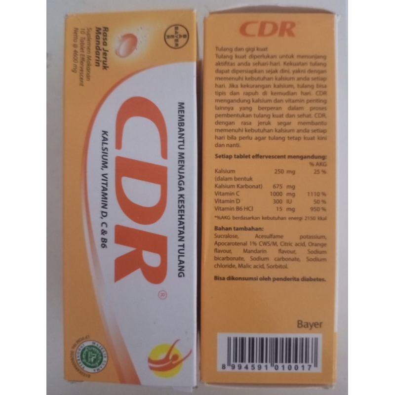 Jual CDR 10 tablet - Redoxon - Suplemen Kalsium Vitamin C D rasa Jeruk ...