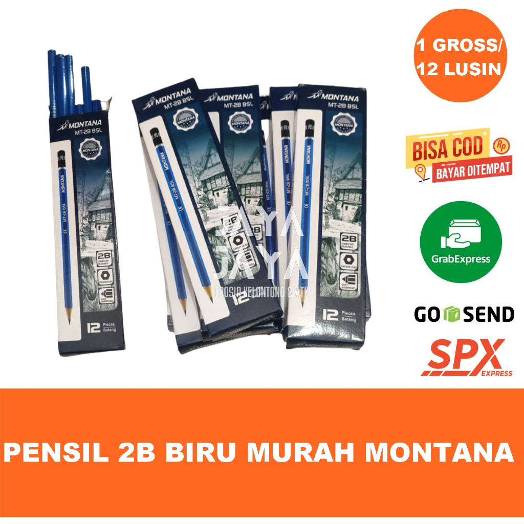 Jual 1 GROSS PENSIL PENCILS 2B Biru Murah Asli Cocok Untuk Komputer ...