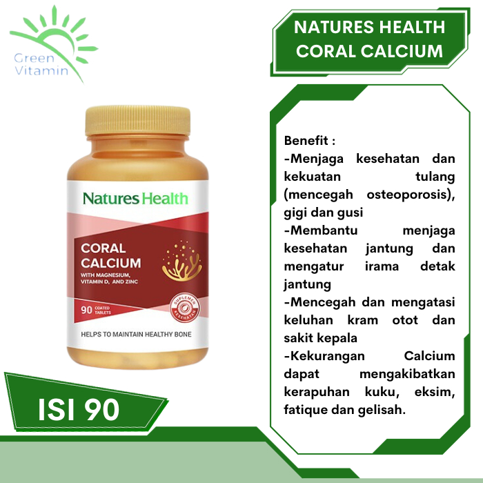 Jual Nature's Health Coral Calcium 90 Tab Kalsium Vitamin Suplemen