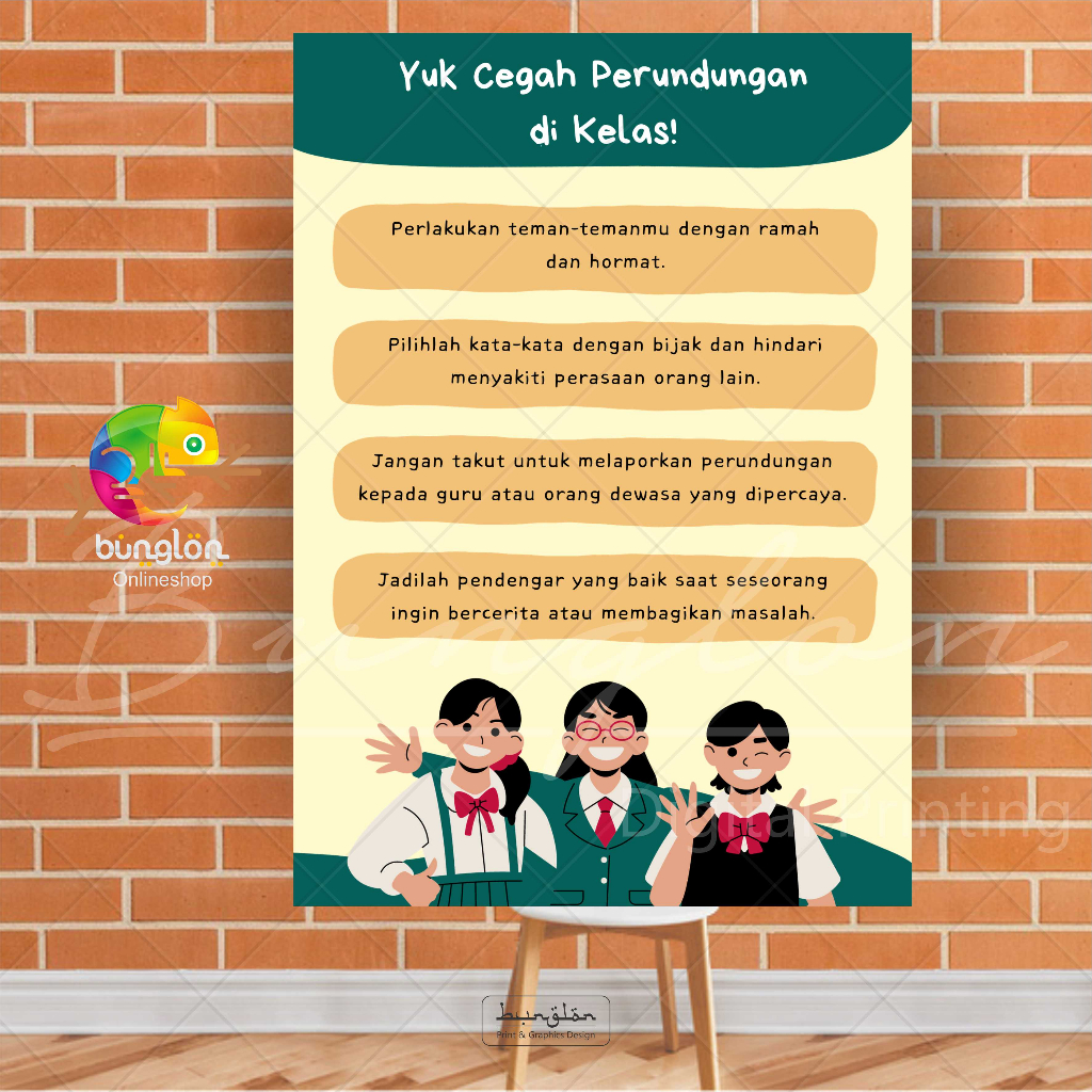 Jual Poster Edukasi Stop Bullying Yuk Cegah Perundungan Di Kelas ...