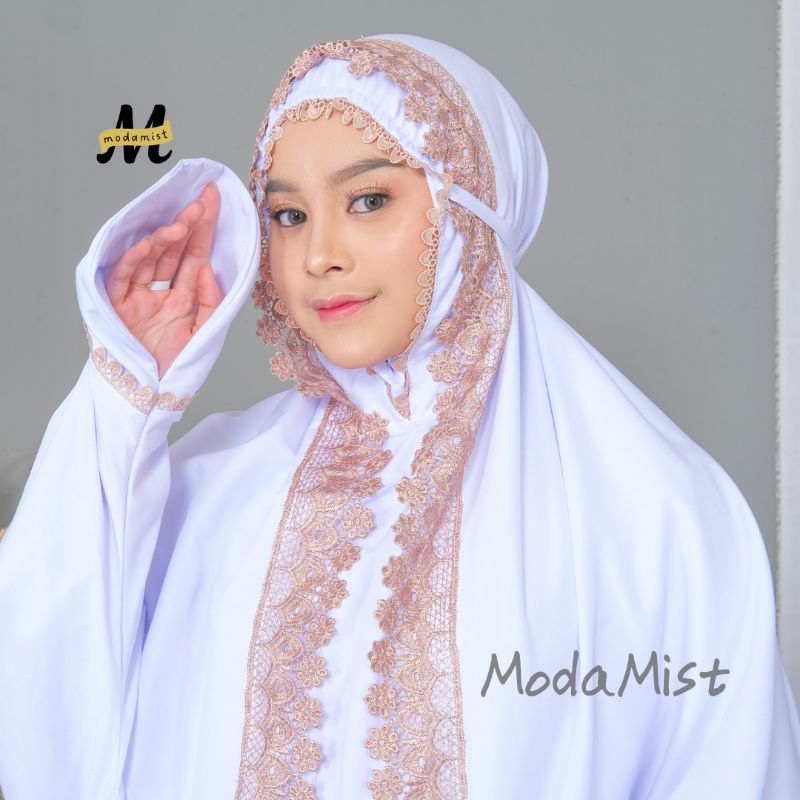 Jual Mukena Dewasa Terusan Putih Katun Mikro Renda Mewah | Shopee Indonesia