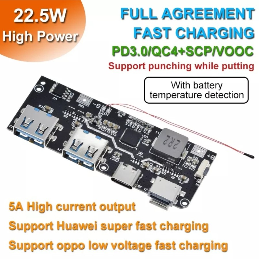 Jual modul powerbank fast charging 22.5w support PD QC 3.0 VOOC