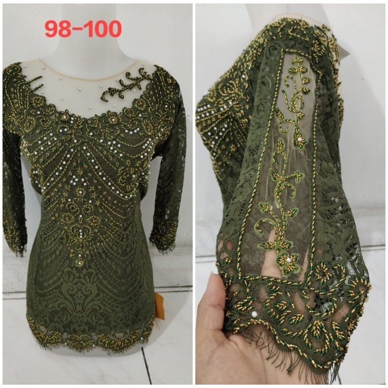 Jual Kebaya Jadi Semiprancis Lengan Mentel Berpayet Nuansa Hijau Shopee Indonesia 