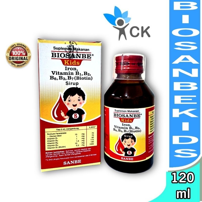 Jual BIOSANBE KIDS SYRUP 120 ML Suplemen Zat Besi Untuk Anak | Shopee ...