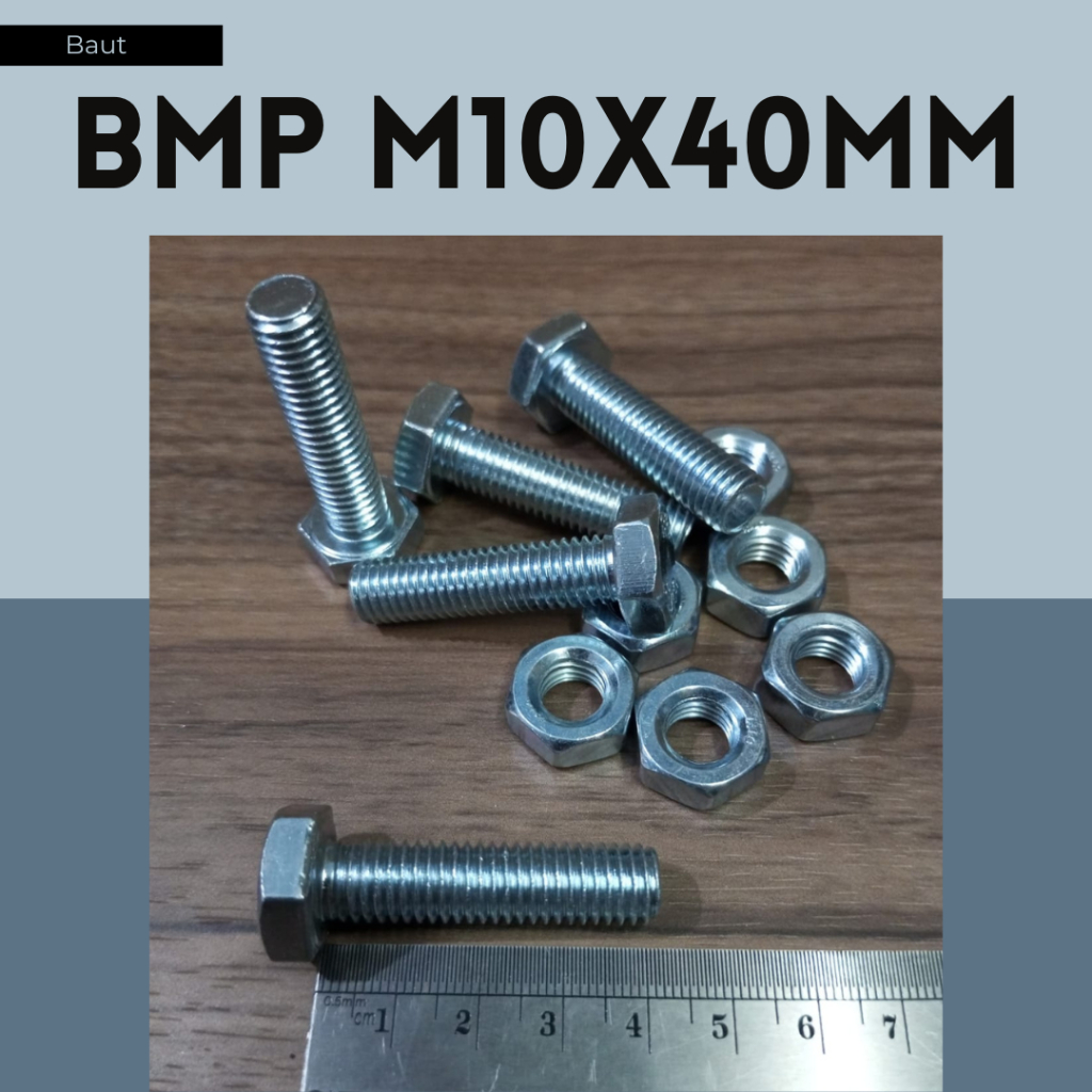 Jual BAUT MUR PUTIH HEX BMP M10X40MM | Shopee Indonesia