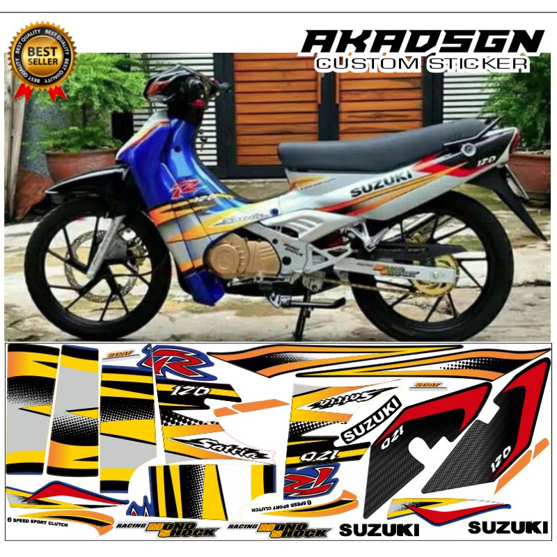 Jual sticker striping Suzuki Satria R 120 2004 biru putih lumba ...