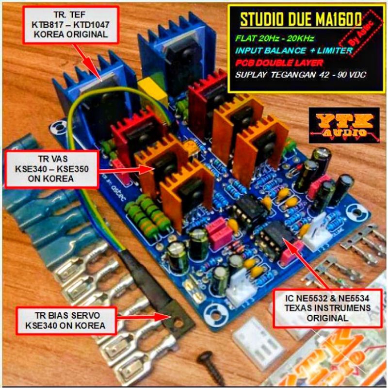 Jual KIT Driver Power Amplifier STUDIO DUE MA1600 ( Clone Power buildup