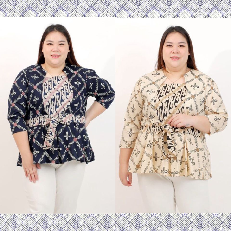 Jual Baju Batik Wanita Atasan Blouse Jumbo Big Size Oversize 311 Kotak