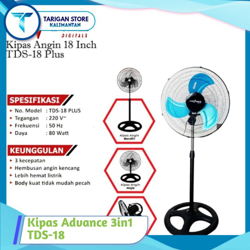 Jual Advance Tds 18 Kipas Angin 18 Inch Fan Multifungsi 3 In 1kipas Angin Tornado Besi Advance 9342