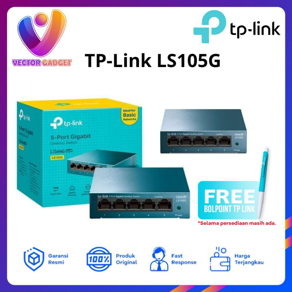 Jual TP Link TL-LS105G 5 Port Gigabit Desktop Network Switch ORI ...