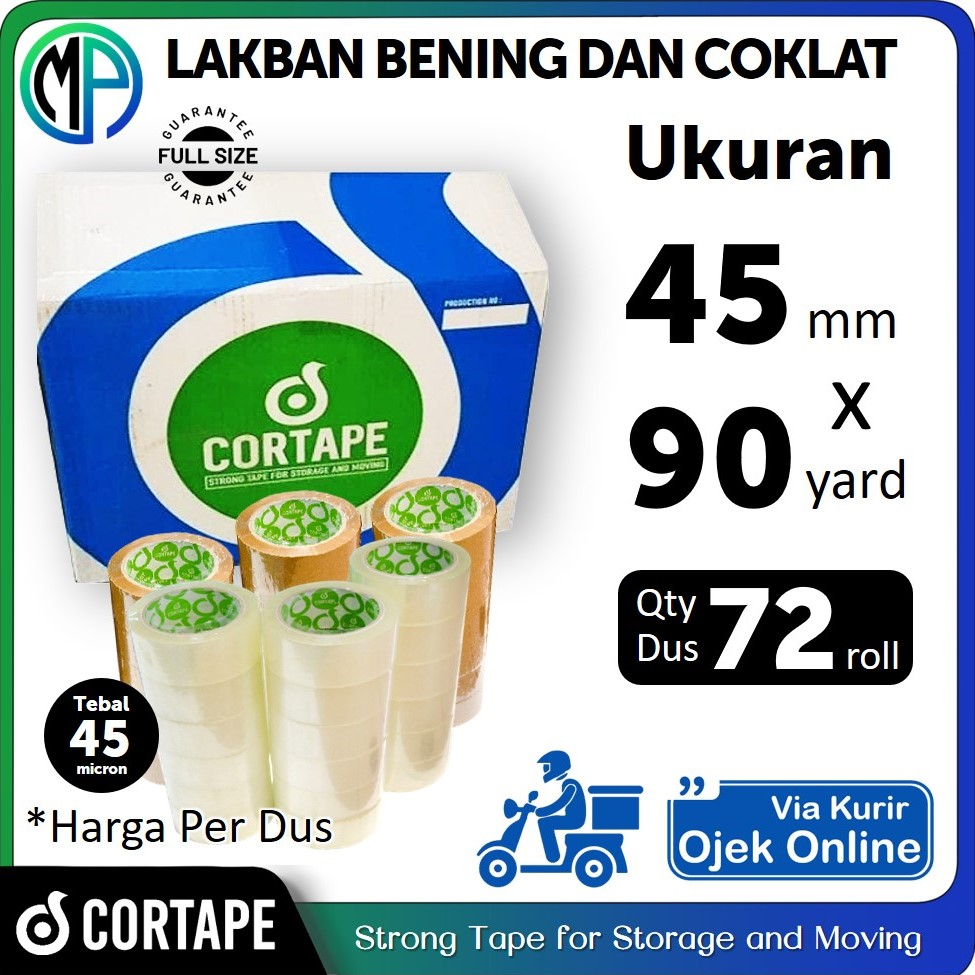 Jual Lakban Cortape Grosir 2inch 45mm x 90yard Bening dan Coklat HARGA ...