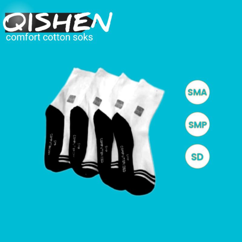 Jual COTTON SOCKS Kaos Kaki Sekolah Premium Hitam Putih SD SMP SMA