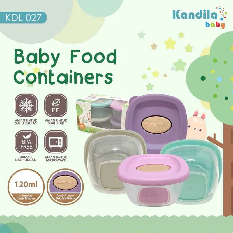 Jual KANDILA KDL027 Baby Food Containers 120ml x 4 | Wadah Makanan ...