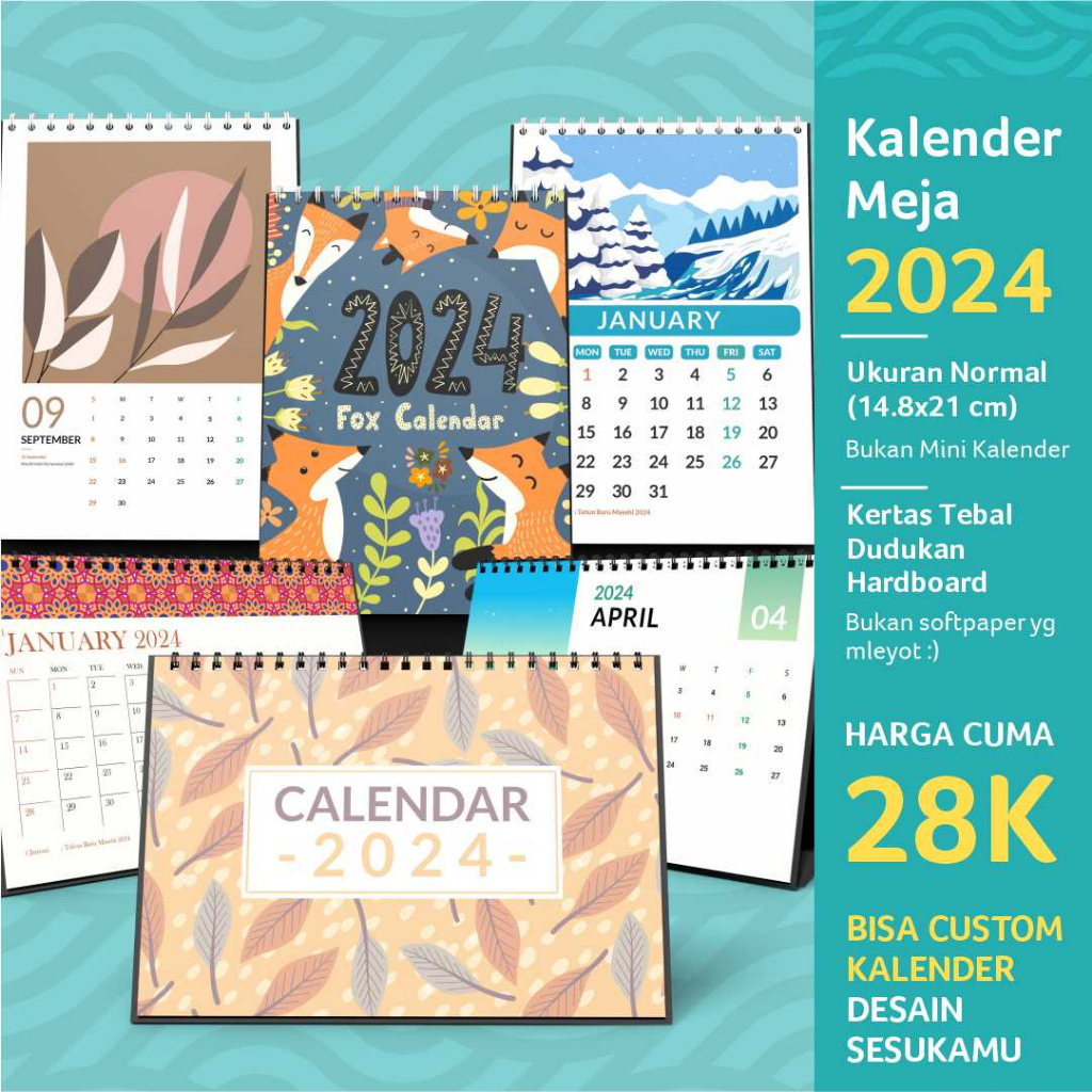 Jual Kalender Meja 2024 Aesthetic Kalender 2024 Aesthetic Custom Kalender Duduk Aesthetic 9279