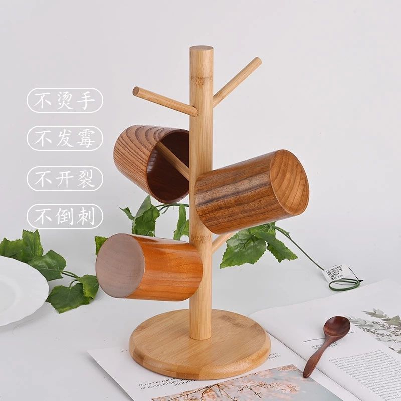 Jual Rak Gelas Kayu Tempat Cangkir Gantung Stand Mug Holder Rak Dapur Serbaguna Rak Gantungan