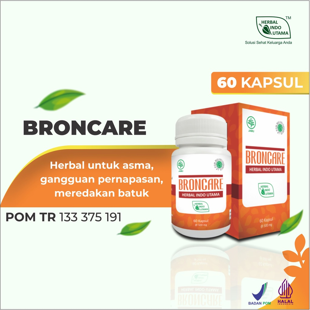 Jual BRONCARE Obat Asma Sesak Nafas Herbal Indo Utama 60 Kaps | Shopee ...
