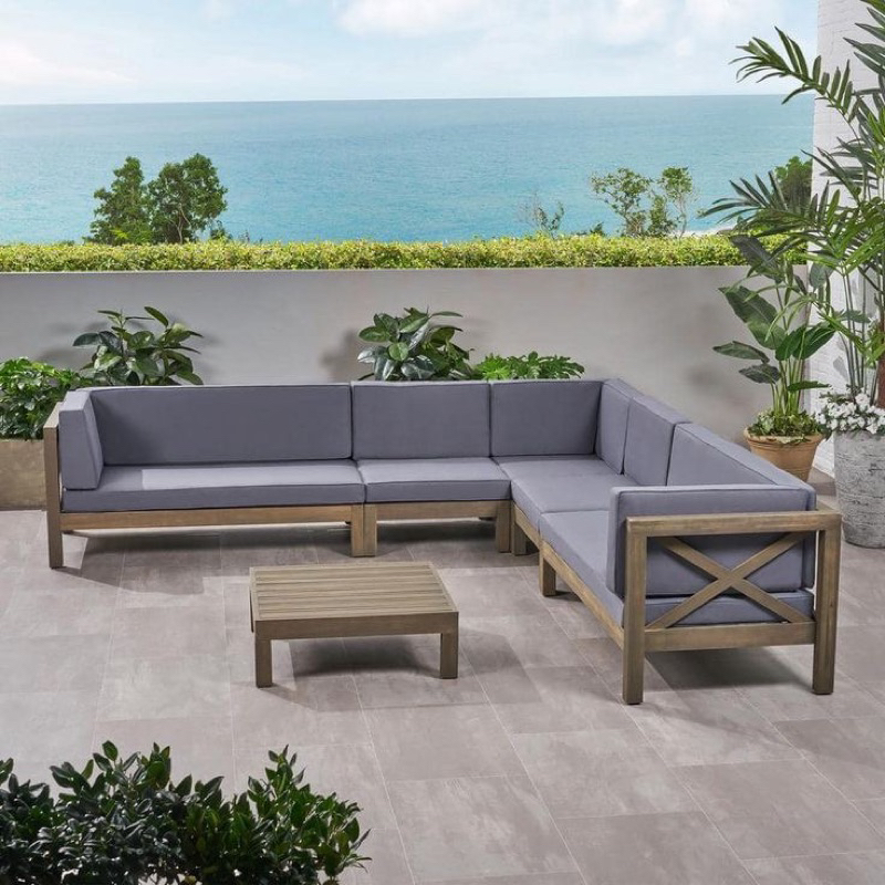 Jual kursi tamu sofa sudut set jok kekinian minimalis kayu jati