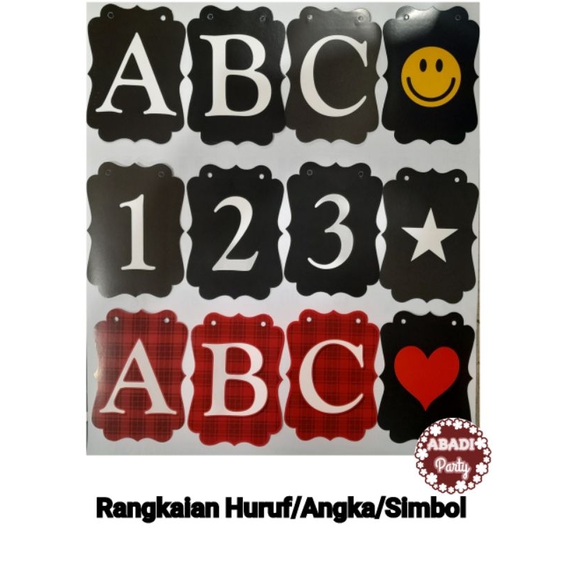 Jual Rangkaian Hitam Polos Merah Motif Huruf Angka Simbol / Bunting ...