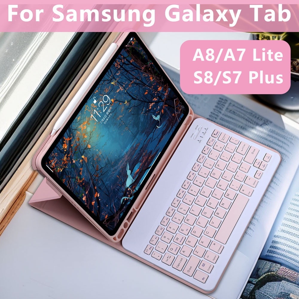 Tab Flip Cover Pink With Keyboard Galaxy S7 Plus S7 Tab Keyboard
