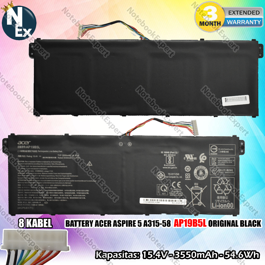Jual BATERAI AP19B5L Acer Aspire A315 58 A517 52 A715 41 A715 42 EX214 