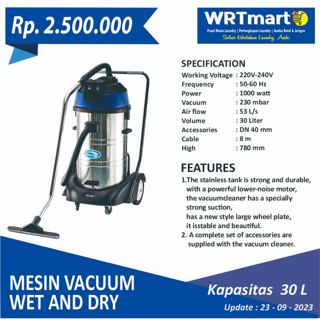 Jual Vacuum Cleaner Wet and Dry Vacuum Cleaner 30L Wet Dry STAINLESS