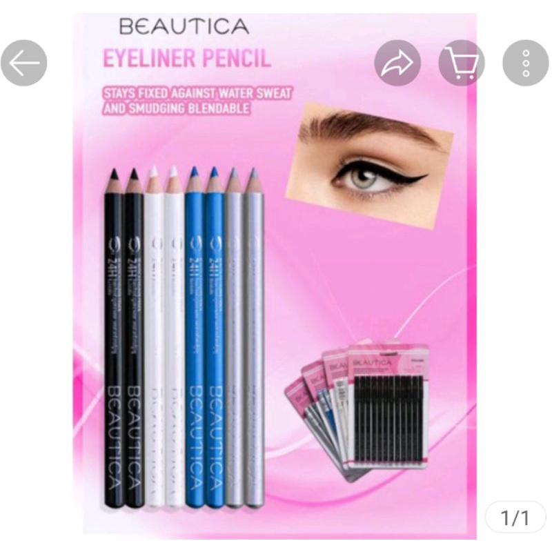 Jual Eyeliner Pencil Beautica Varian Warna Black Putih Blue Silver Shopee Indonesia