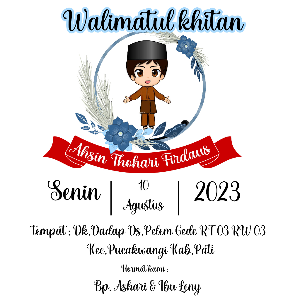 Jual undangan khitanan mini kopi/tasyakuran khitan/ undangan masako