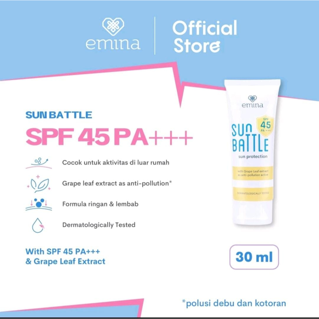 Jual Emina Sun Battle SPF 45 PA+++ 30 mL Skincare Sunblock Pelindung