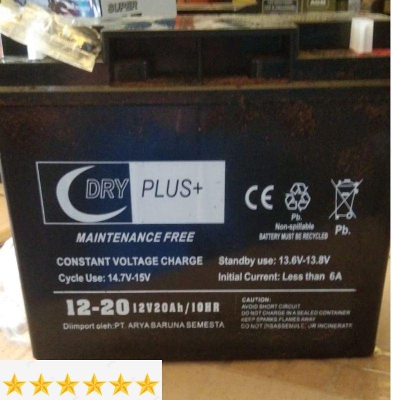Jual AKI GENSET 12V-20 AMPER VRLA AKI KERING MF DRYPLUS SEPEDA LISTRIK